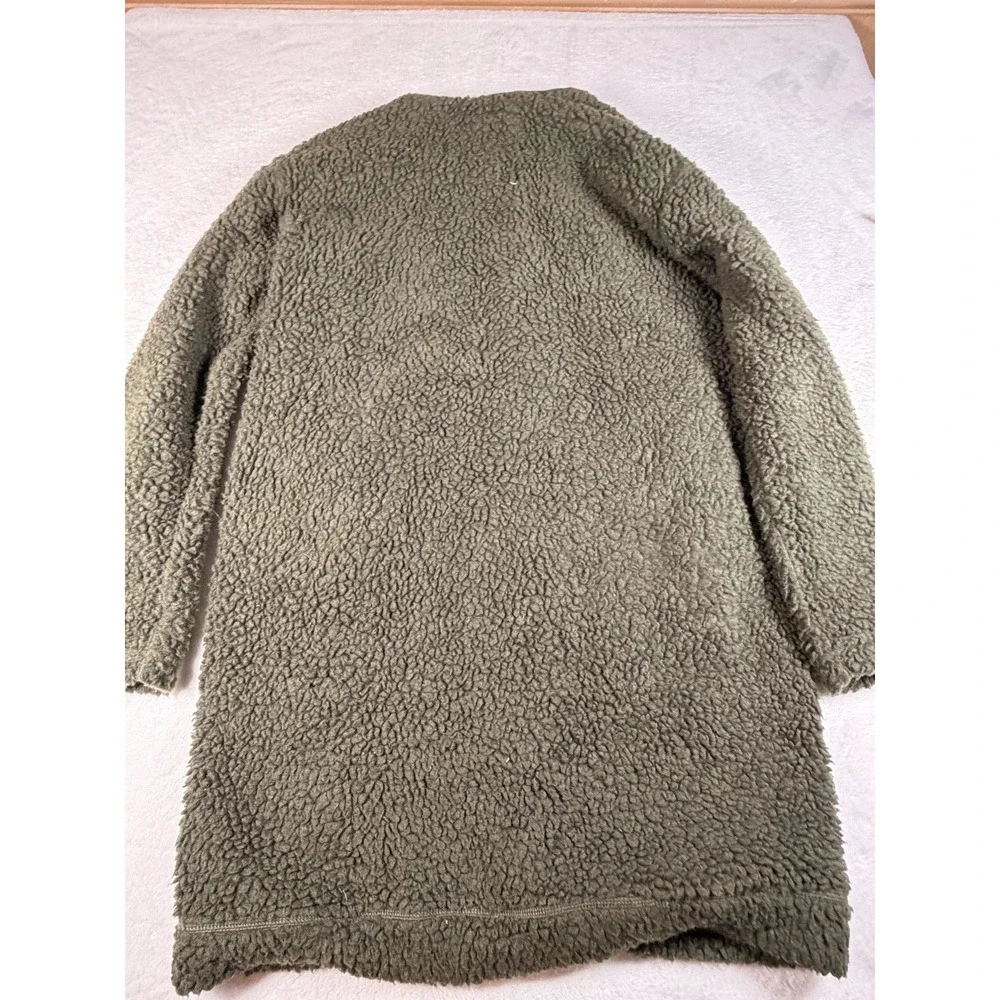 Toad&Co Coat Womens Medium‎ Green Wool Fleece Long Snap Front Sherpa Cozy